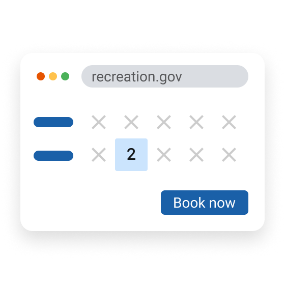 Preview of the Recreation.gov website