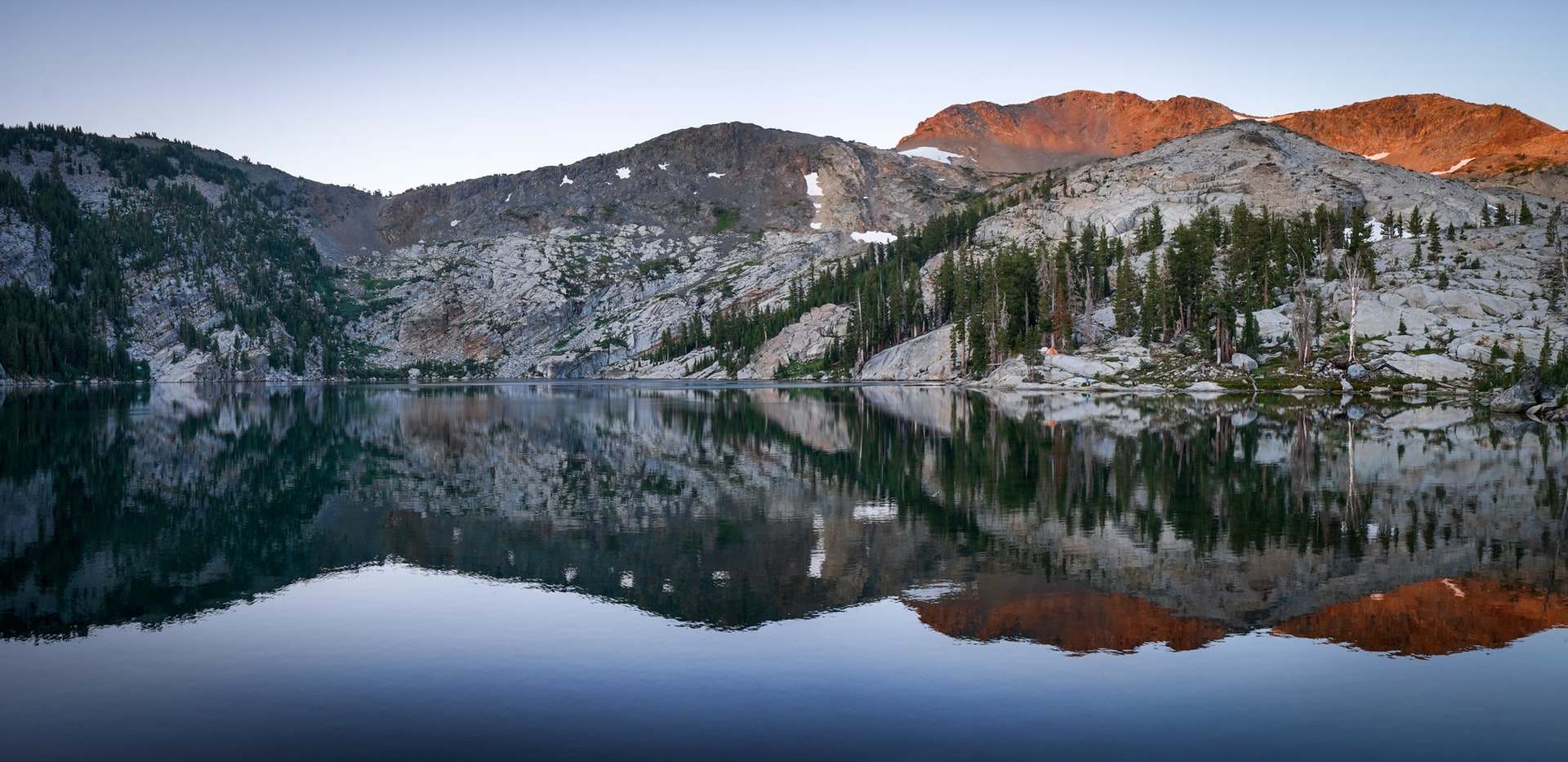 Alpine lake at sunset in Desolation Wilderness